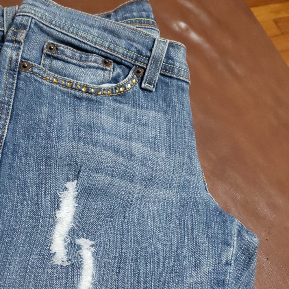 Machine Rhinestone Bootcut Jeans - Picture 5 of 10